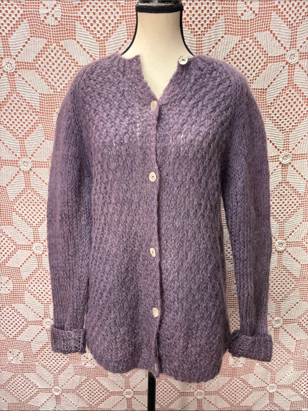 Vintage Eaton’s of Canada Italian Mohair Cardigan – Lavender Purple